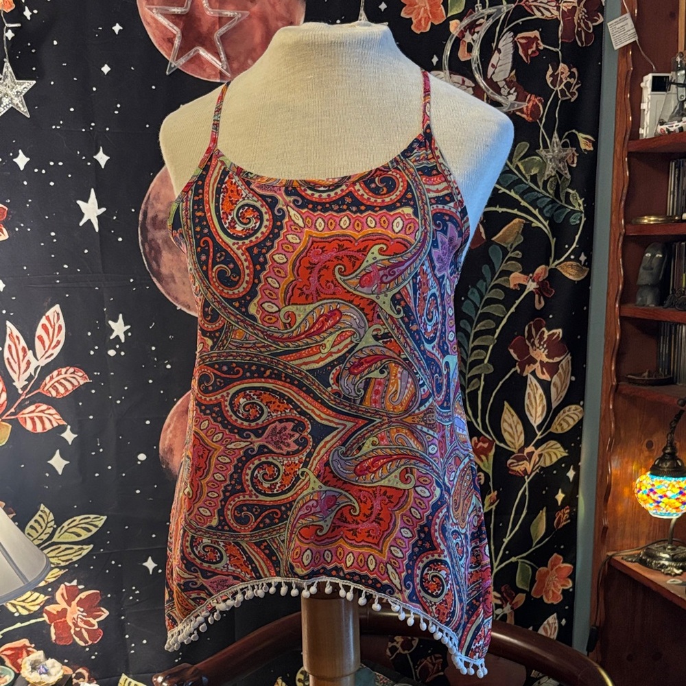 Vibrant Paisley Camisole with Spaghetti Straps
